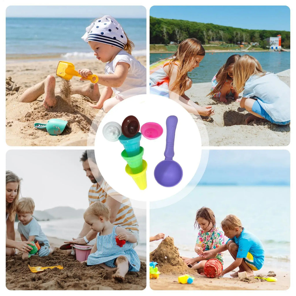 Ice Cream Sand Toys 7 Fun Creative Colorful Molds Girls Boys Beach Zpaxo