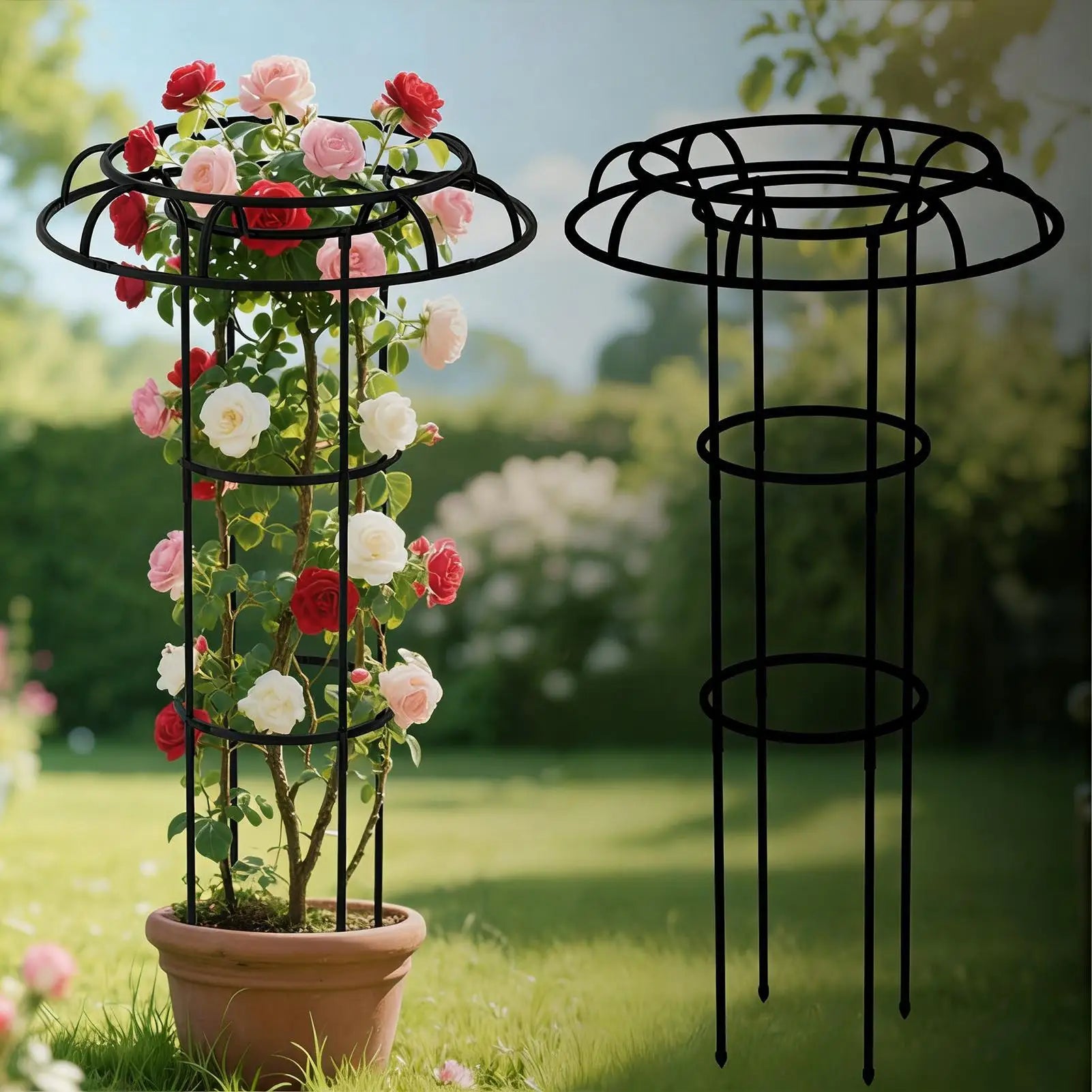 Garden Trellis Vertical All-Weather Umbrella Shape Trellis for Climbing Plants Outdoor for Vines Flowers Pea Bean Tomato Zpaxo