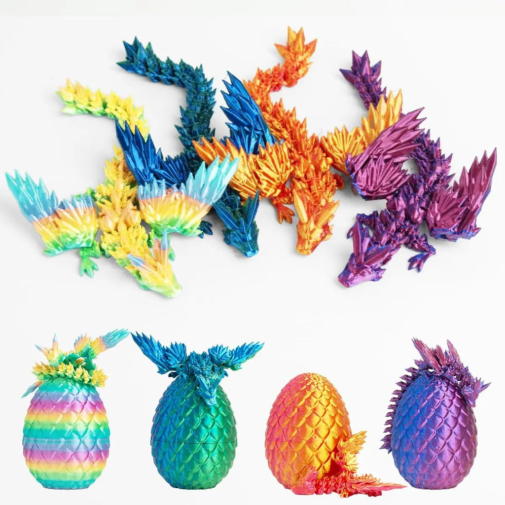3D Printed Dragon Egg Articulated Crystal Fidget Wings Mystery Easter