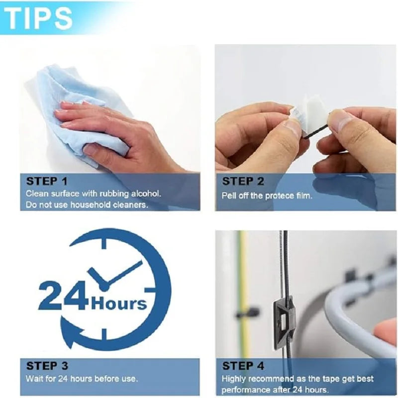 100Pcs Zip Tie Mounts Wire Clamp Cable Organizer Holder Self-adhesive Fixed Wire Clip For Desktop Car Office Holder Accessories Zpaxo