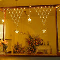 Solar Net Lights Outdoor Curtain Fairy Lights Hanging Stars LED String EU Plug Lamp for Wedding Party Holiday Christmas Decor Zpaxo Warm 6 nets EU Plug China Mainland