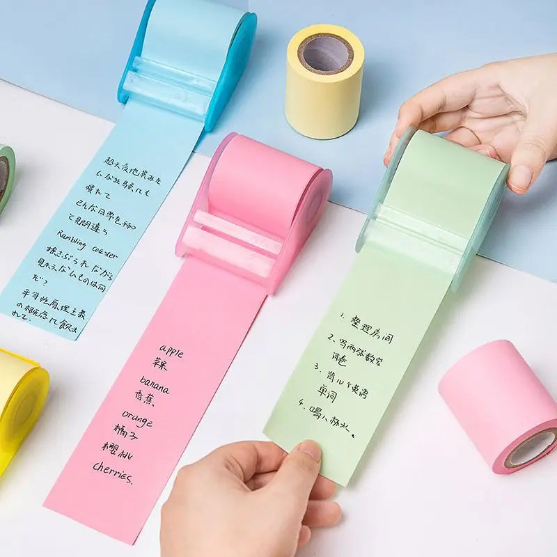 Creative Tape-Style Sticky Notes Tearable Replaceable Paper Core 8m Durable Strong Viscosity for Office And School Supplies Zpaxo