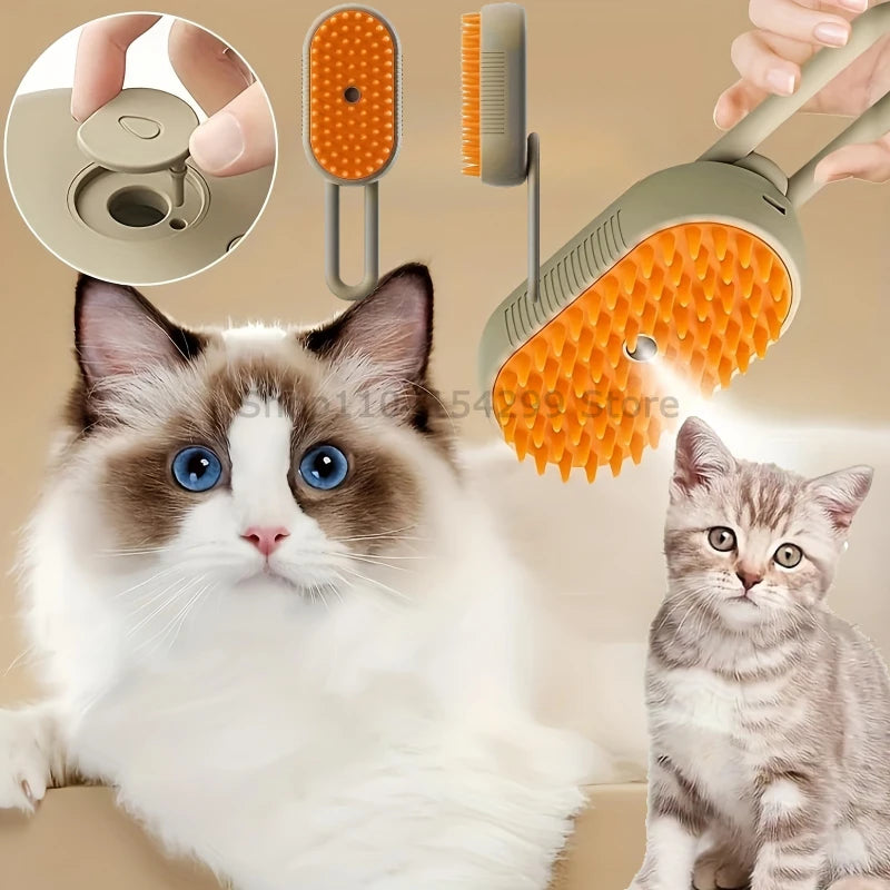 New Cat Dog Pet Spray Massage Brush One Button Steam Spray Folding Rotatable Floating Hair Bath Hair Removal Brush Comb Zpaxo