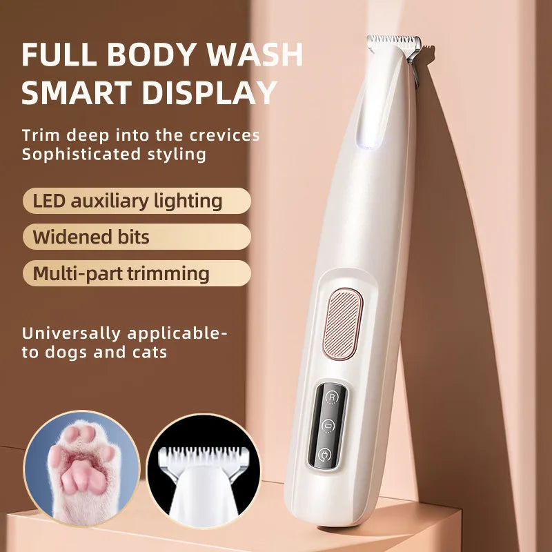 Dog Paw Trimmer LED Light Fully Waterproof Pet Hair Display Clippers