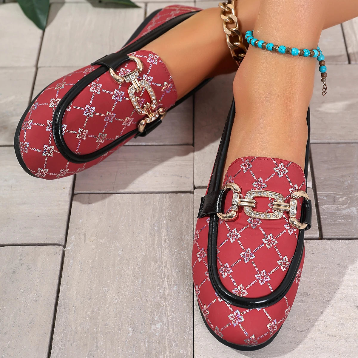 Women Loafers Comfortable Low Heel Summer Shoes Print Casual Slip-on Zpaxo