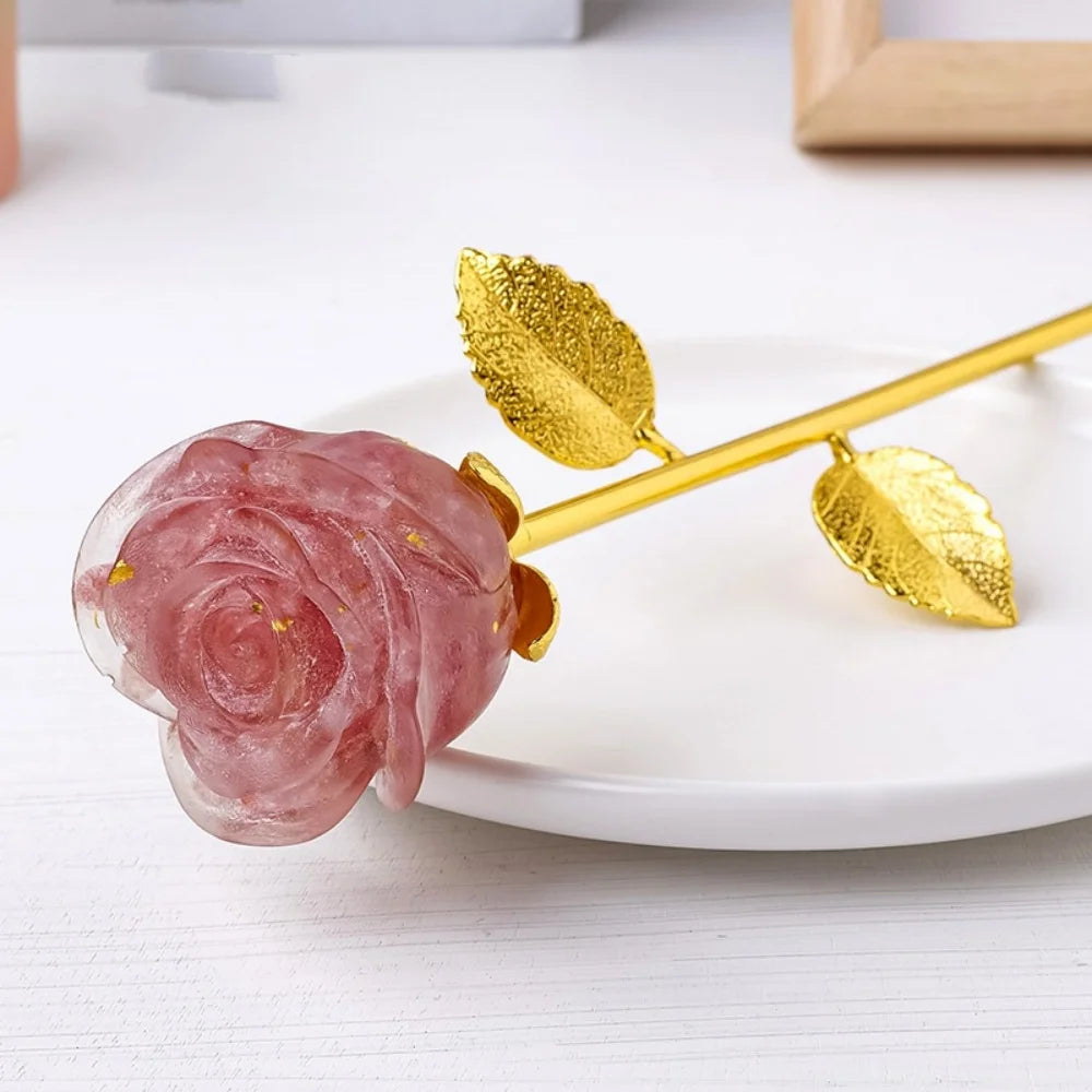 Crystal Rose Flower Figurine – Elegant Ornament & Gift