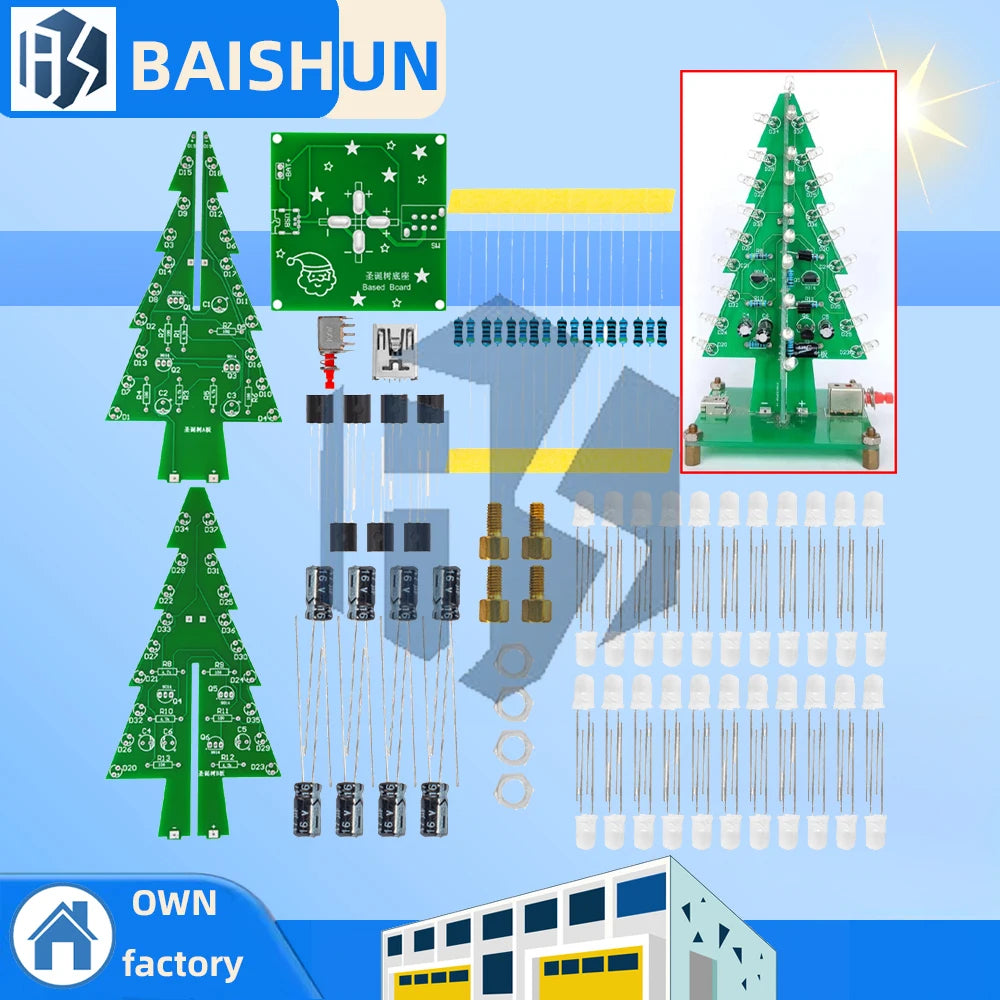 Colorful Flashing LED 3D Christmas Tree Kit (1/5 PCS): DIY Electronic Circuit with Red/Green/Yellow Lights Zpaxo 5pcs