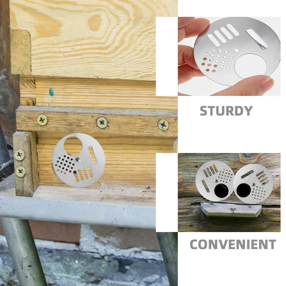 6Pcs Rotatable Beehive Entrance Gate Stainless Steel Round Hive Doors Beekeeping Equipment Entrance Disc Security Control Zpaxo
