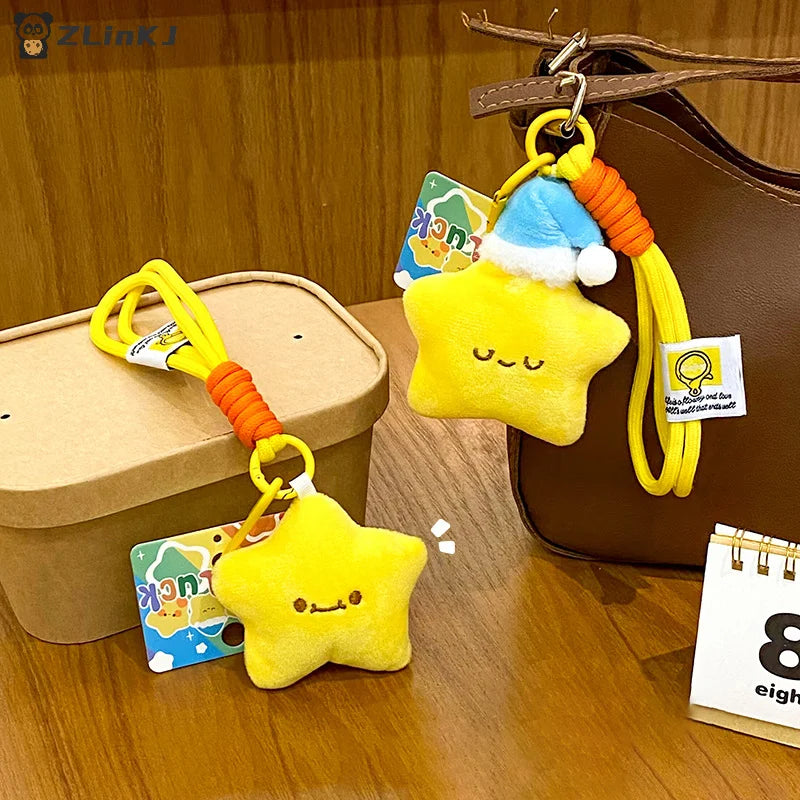 ▶1PCS Cute Star Doll Pendant Plush Doll Pendant Keychain Accessories Student Backpack Pendant Zpaxo