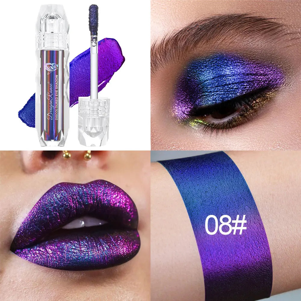 Chameleon Metal Lip Gloss Liquid Lipstick Brightening Long-Lasting Lip Gloss Multi-Color Long-Lasting Moisturizing Non-Stick Cup Zpaxo 08Dr9006