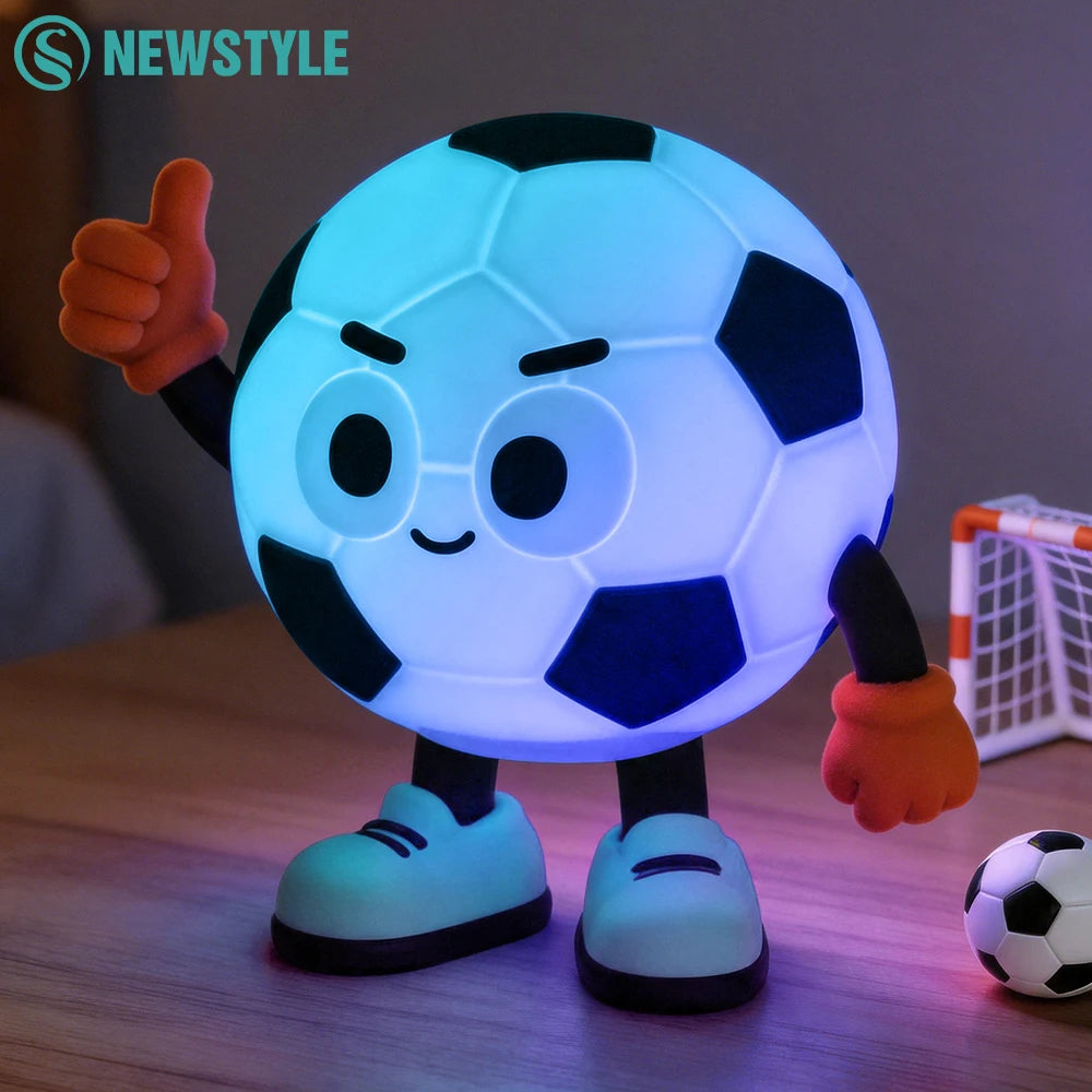 Silicone Soccer Night Light Rechargeable Dimmable Football Sleeping Nightlights Beside Table Lamp For Bedroom Decor Zpaxo