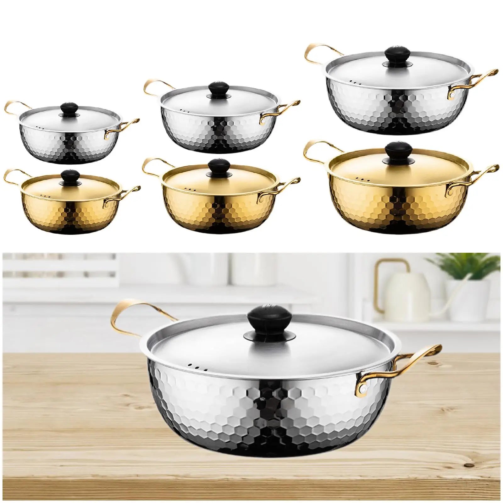 Korean Ramen Cooking Pot Suitable for All Stoves Quick Heating Ramyun Kimchi Cooker for Camping Beach Patio Dinner Parties Curry Zpaxo