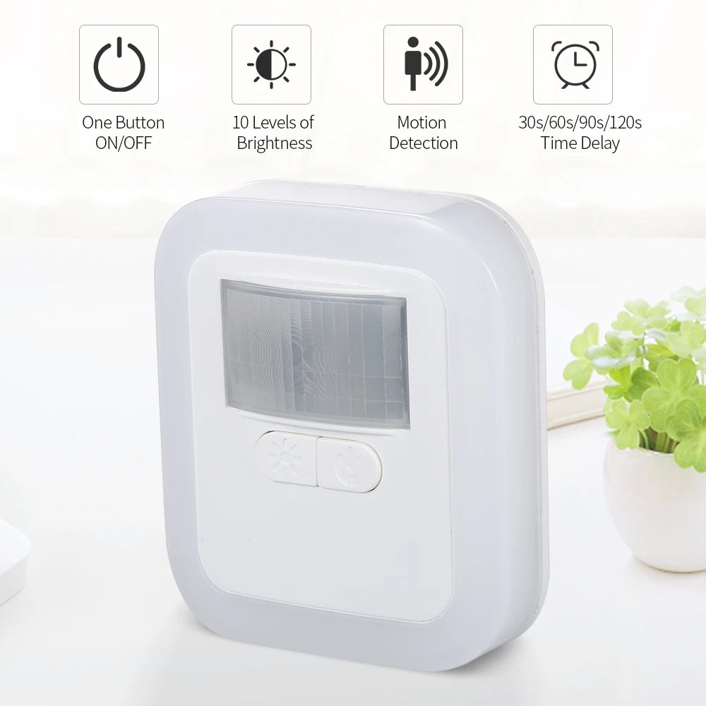 LED Lights Room LED Plug-in Motion Sensor Light Wall Night Lamp Lighting Time Adjustable for Living Room Bedroom Stairs Zpaxo