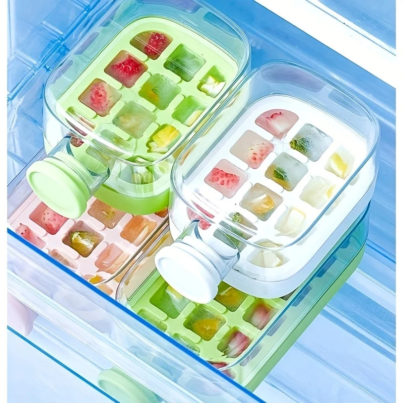 12-Grid 500/800ml Silicone Food-Grade Ice Cube Tray Large Capacity Water Bottle Combo with Lid Flexible Transparent Plastic Mold Zpaxo