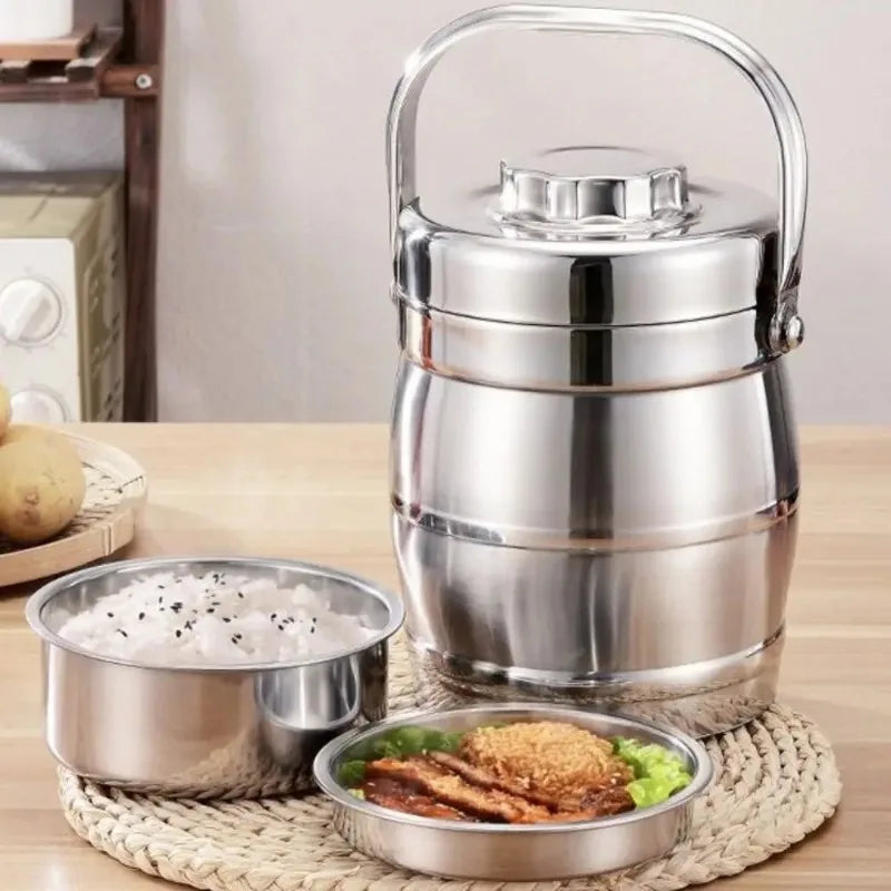 Large Capacity Stainless Steel Thermos Food Jar Foldable Handle