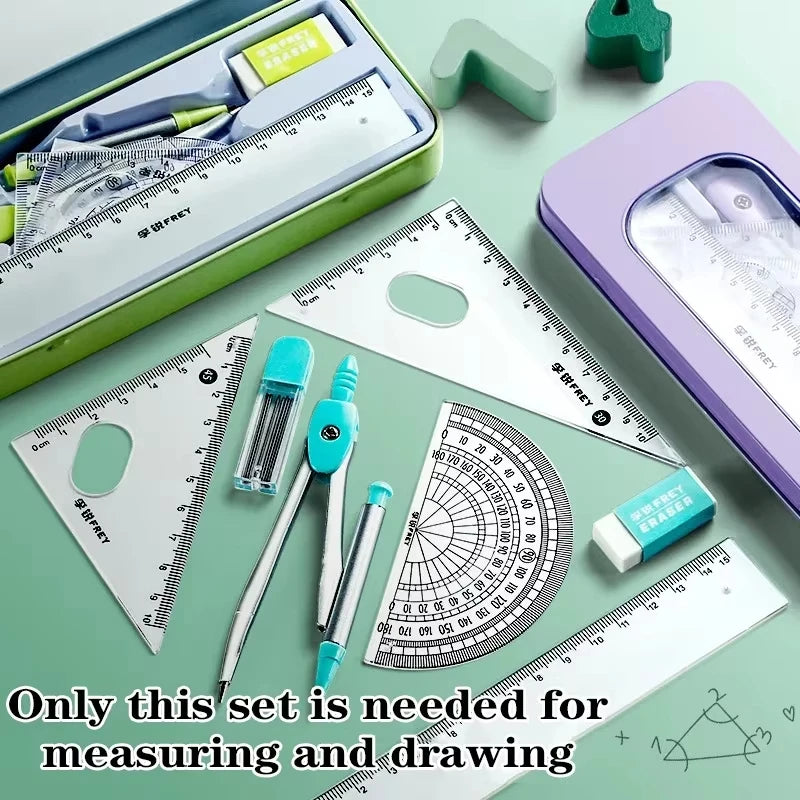 7-Piece Student Math Set – Compass, Ruler & Protractor Kit Student Math Set Zpaxo