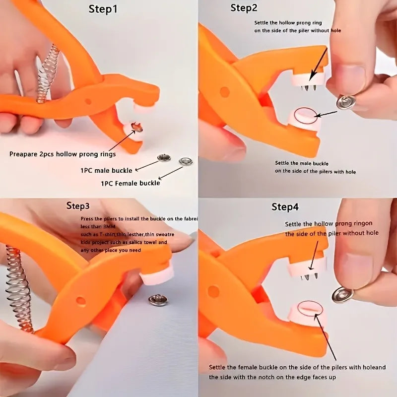 Metal Snap Fastener Manual Crimping Pliers Stainless Steel Buttons