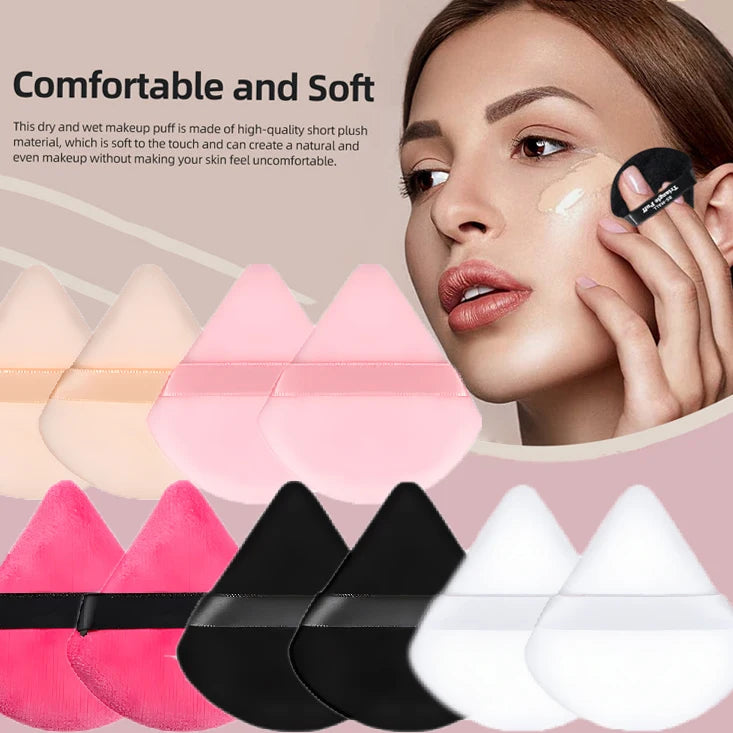 8Pcs Triangle Velvet Cosmetic Puff Make Up Sponges Wet Dry Use for Face Eye Contouring Shadow Cosmetic Foundation Makeup Tool Zpaxo