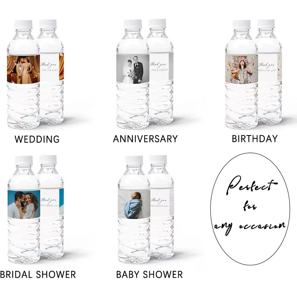 20 50 Custom Water Bottle Labels Logo Text Printing Customizable