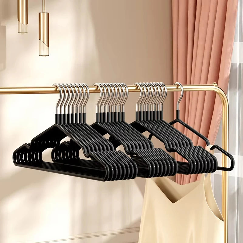 10pcs- Metal Traceless No-slip Clothes Hangers, Durable Strong Clothes Racks, Household Space Saver For Organization Of Bedroom, Zpaxo 10pcs black