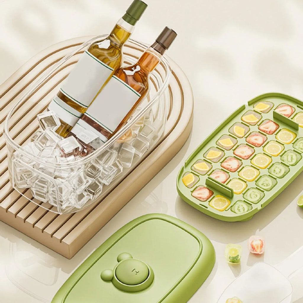 28 Grid Press Ice Cube Mold Leakproof Food Grade Tray Freezer