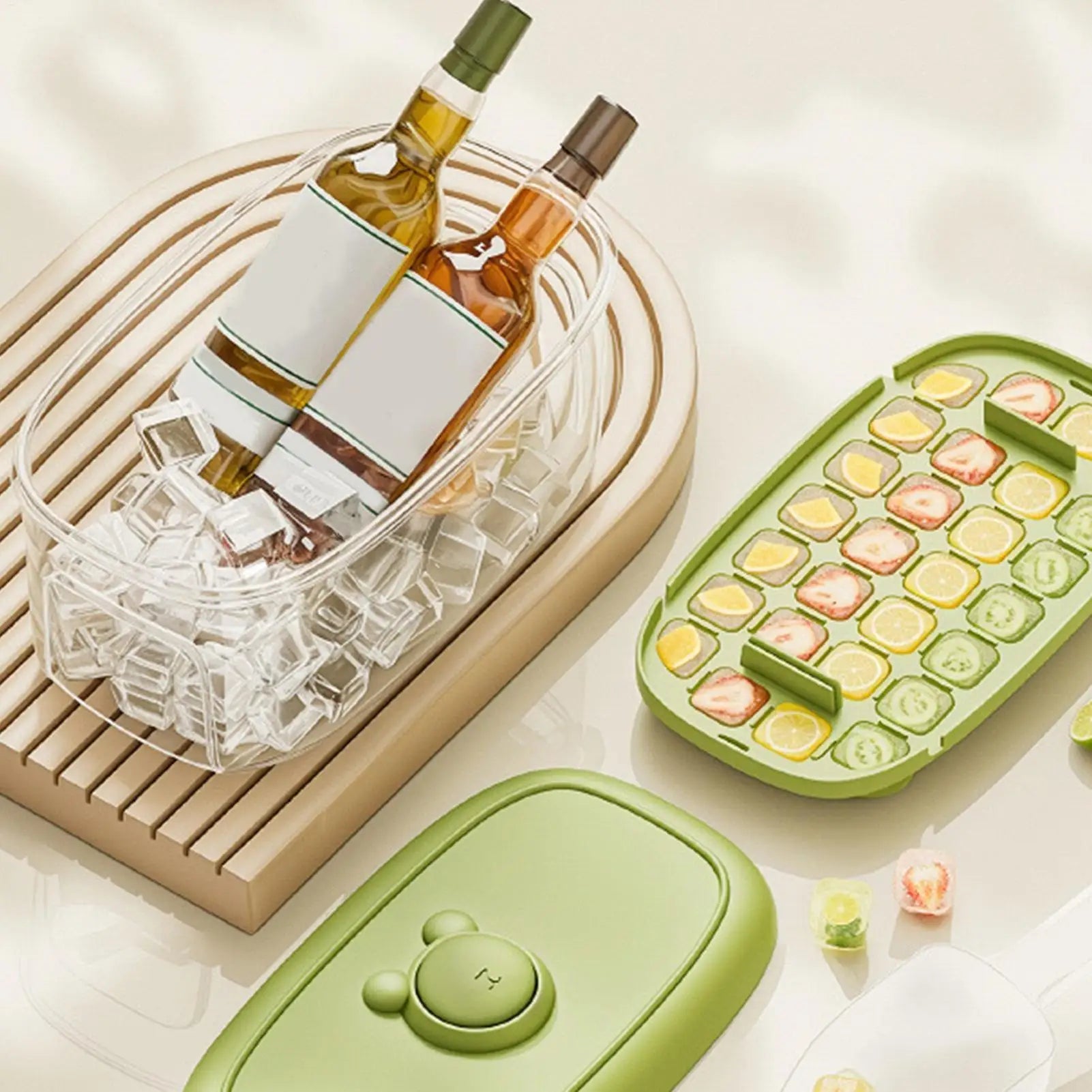 28 Grid Press Ice Cube Mold Leakproof Food Grade Tray Freezer