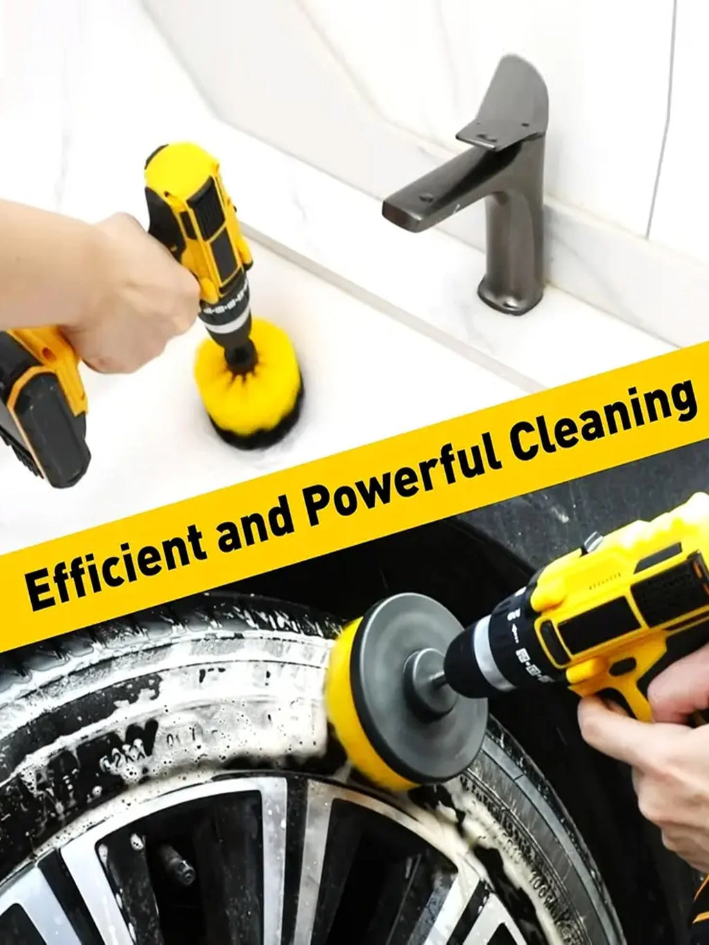 7PCS Car Cleaning Electric Drill Brush Head Set Electric Brush Kitchen Bathroom Cleaning Kits Household Toilet Cleaning Tools Zpaxo