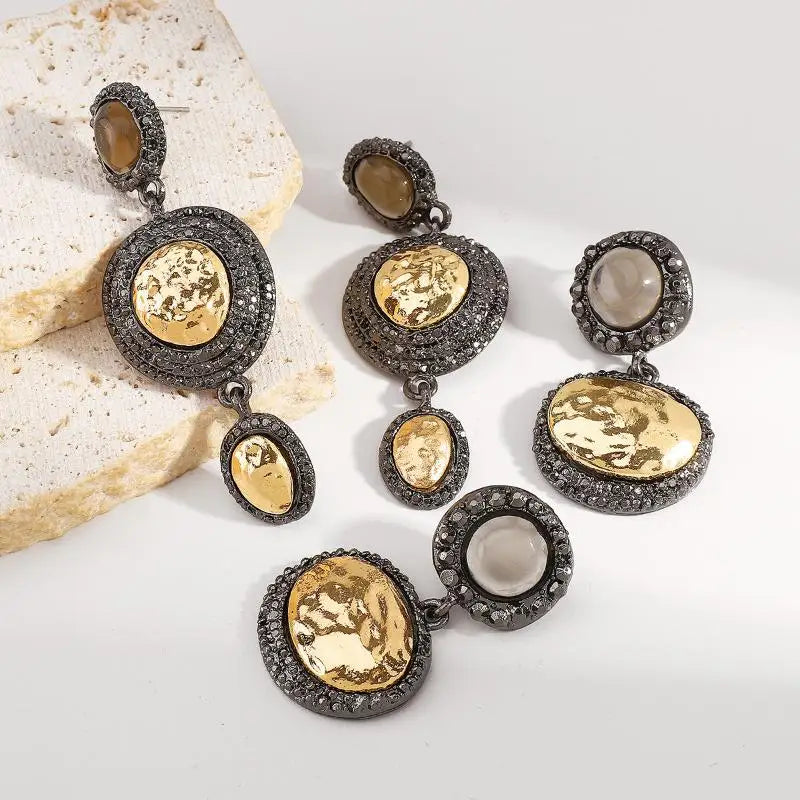 Stunning Rhinestone Bejewelled Earrings Women's Bohemia Vintage Round Zpaxo