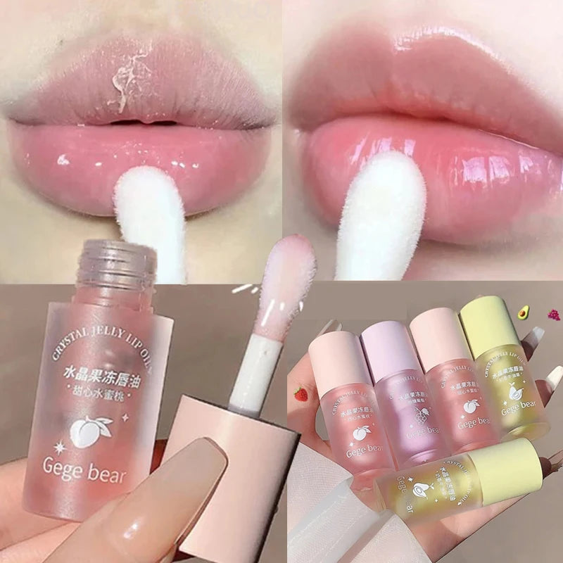Crystal Jelly Fruit Lip Oil Hydrating Plumping Peach Grape Clear