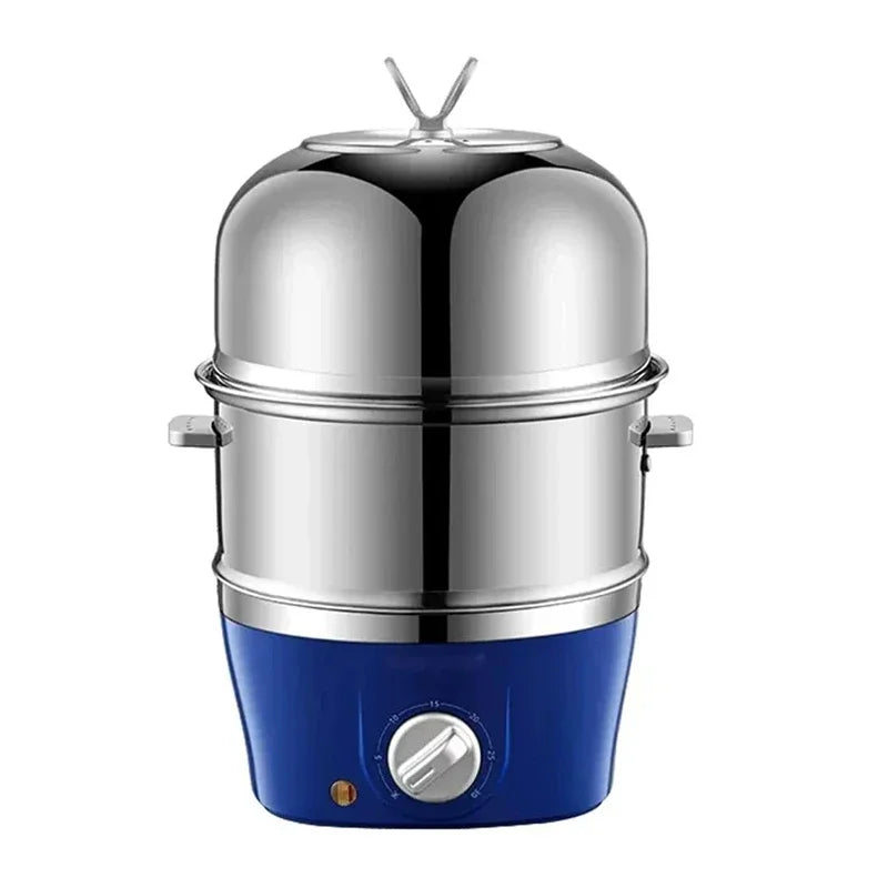 Multi-Function Stainless Steel Double-Layer Egg Cooker – Steamer, Poacher, and Breakfast Maker Egg Boiler Mini Kitchen Appliance Zpaxo Blue US