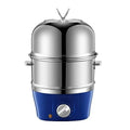 Multi-Function Stainless Steel Double-Layer Egg Cooker – Steamer, Poacher, and Breakfast Maker Egg Boiler Mini Kitchen Appliance Zpaxo Blue US