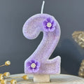 3D Purple Flower Number Cake Candles | Birthday Party Decor Number Cake Candles Zpaxo 2