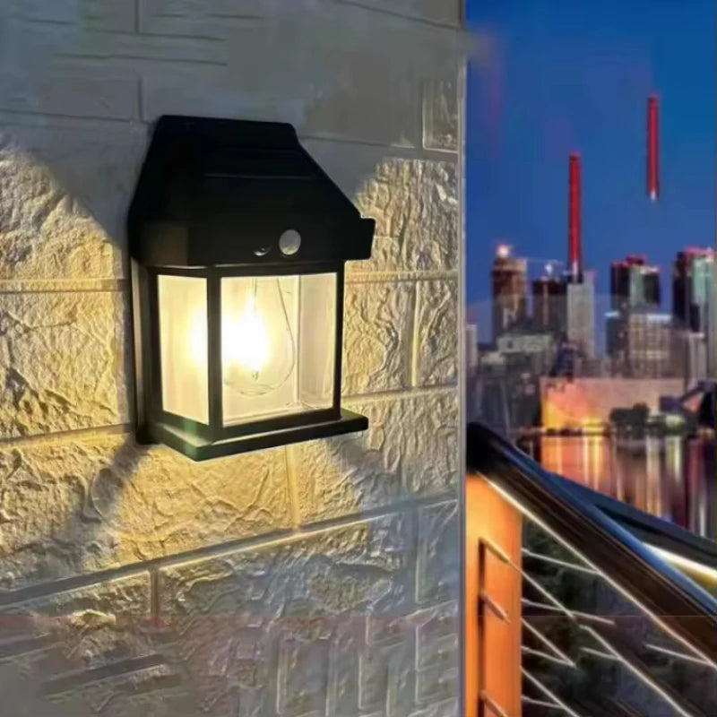 Outdoor LED Motion Sensor Tungsten Bulb Solar Wall Light Garden Porch Zpaxo
