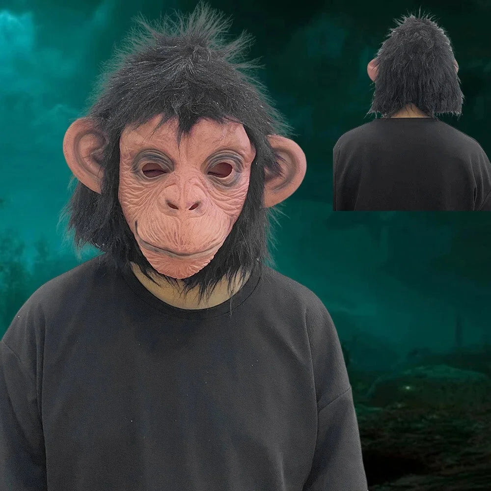 Deluxe Chimp Latex Full Head Mask – Halloween Cosplay Monkey
