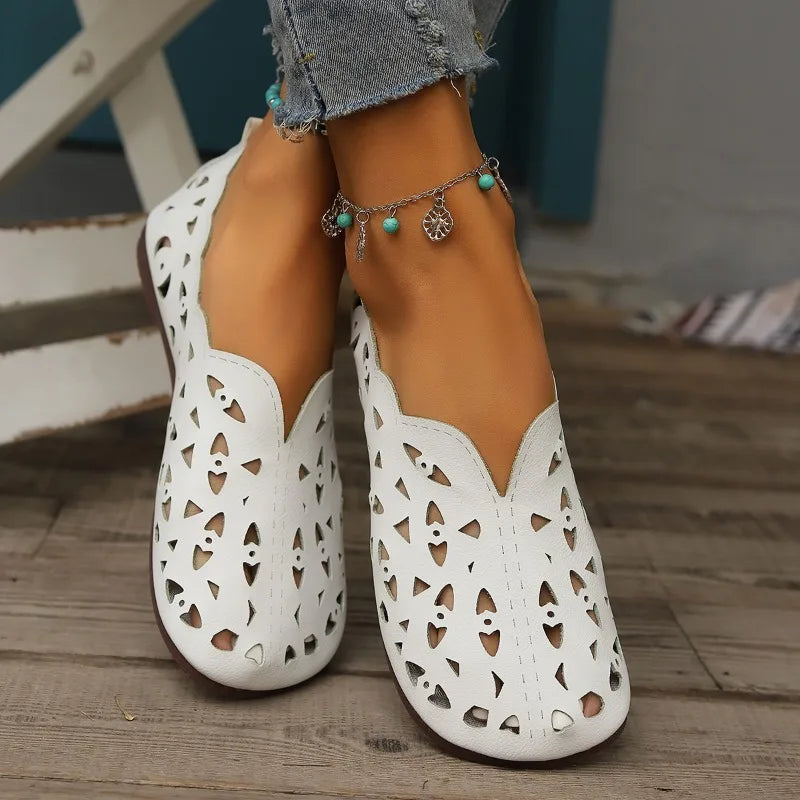 2025 Women Flat Shoes Leather Woman Pointed Toe Flats Summer Lady