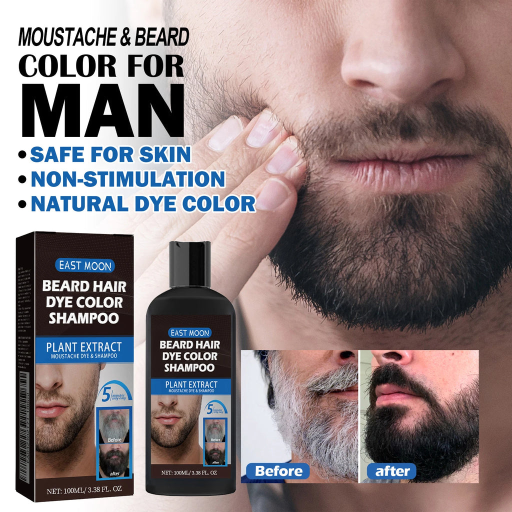 100ml Herbal Extract Fast Permanent Black Dye Grey Hair Shampoo Natural Black Beard Dye Shampoo For Men Hair Color Dye Cream Zpaxo
