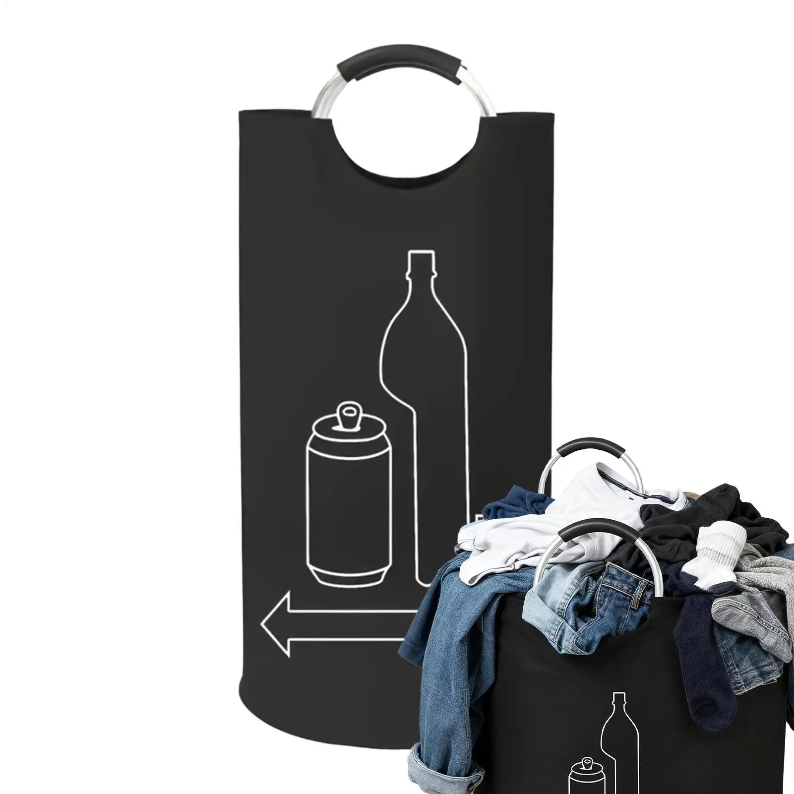 Large Capacity Organizer Bag 115L Black Deposit Bottle Collector With Handles Glass Recycling Bin For Kitchen Home Garage Pantry Zpaxo