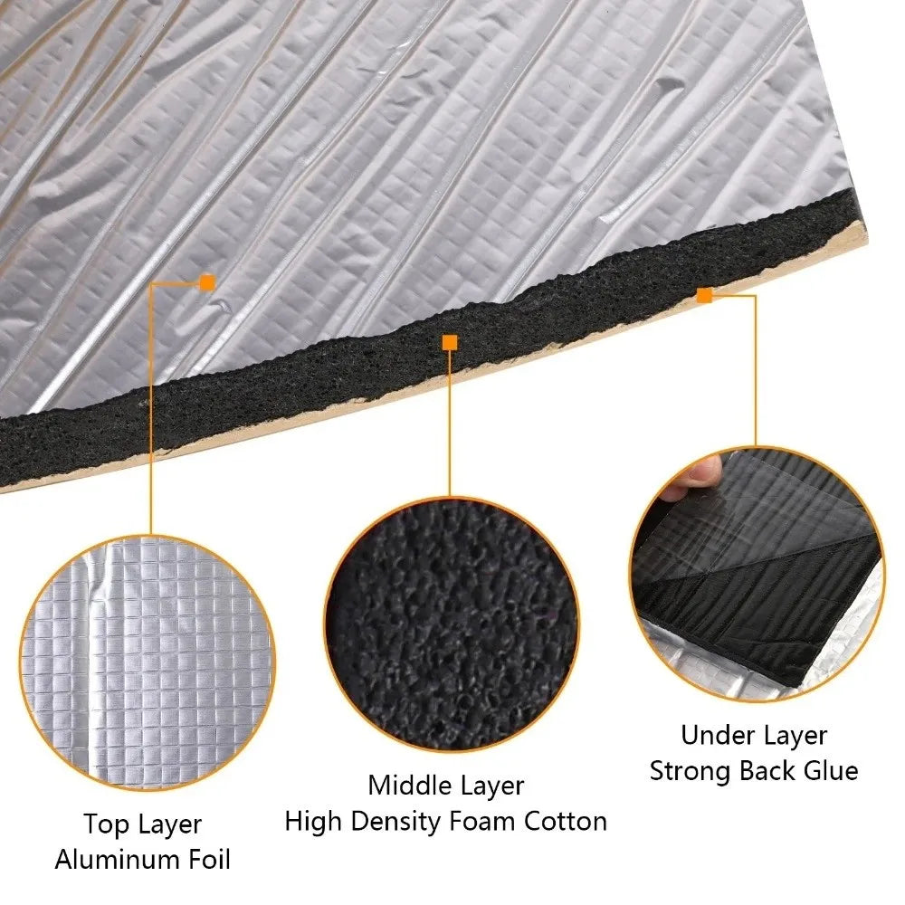 2000x500mmx50mm Car Soundproof Mat Acoustic Sound Deadener Acoustic Thermal Mat Deadening Thermal Soundproof Wall Panel Car Hood Zpaxo