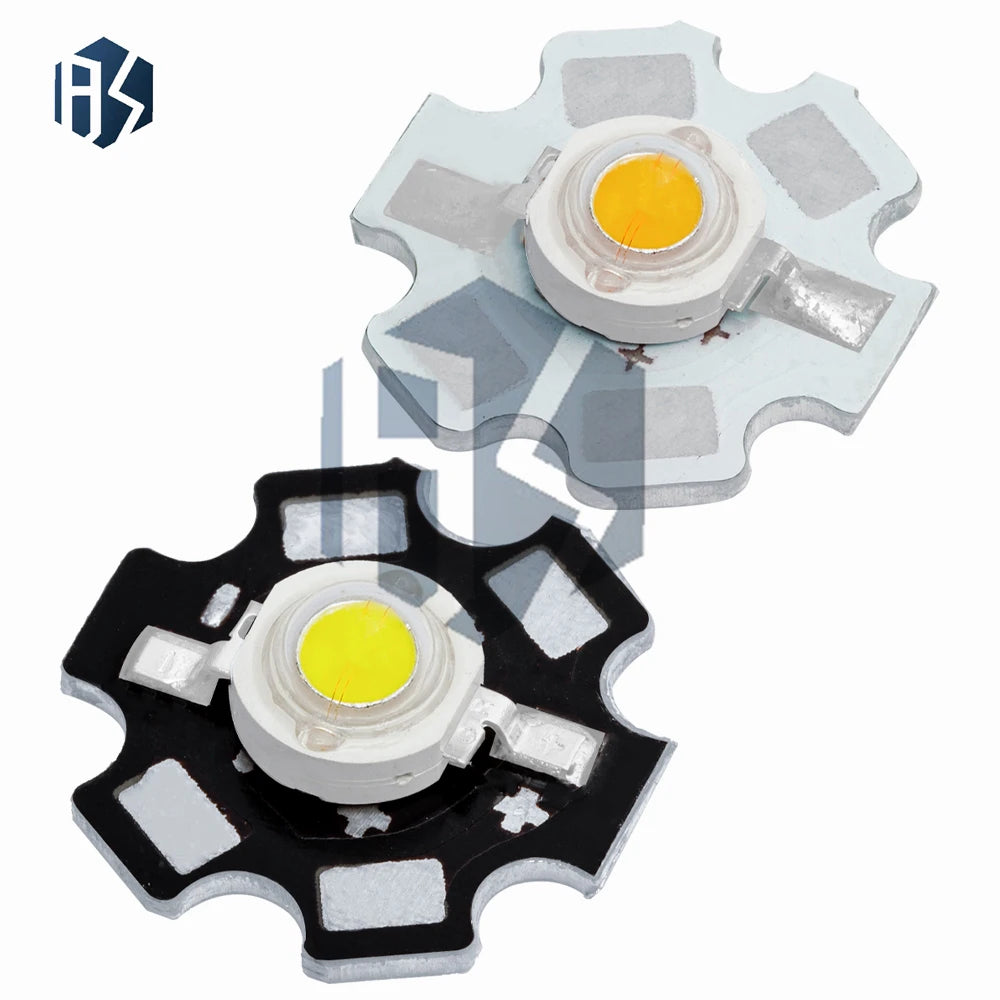 1W Pure White Full Spectrum LED Black Star Aluminum PCB Heat Sink Zpaxo