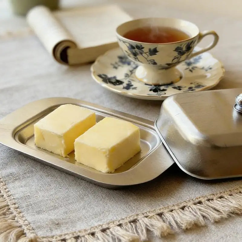 Butter & Cheese Storage Box with Lid & Knife | Fridge Keeper