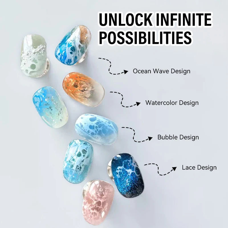 10ml White Bubble Ocean Wave Gel Nail Polish Summer Lace Hollow Gradient Blooming Wave Nail Gel Watercolor Liquid Nail Art Glue Zpaxo