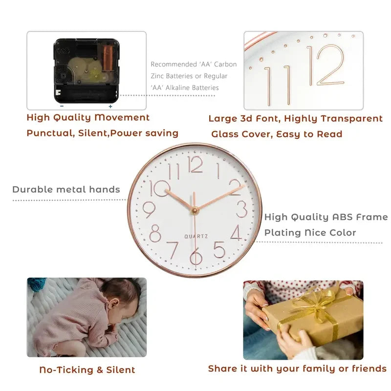 Mute Quartz Wall Clock Cubic Digital Living Room Bedroom Simple Home