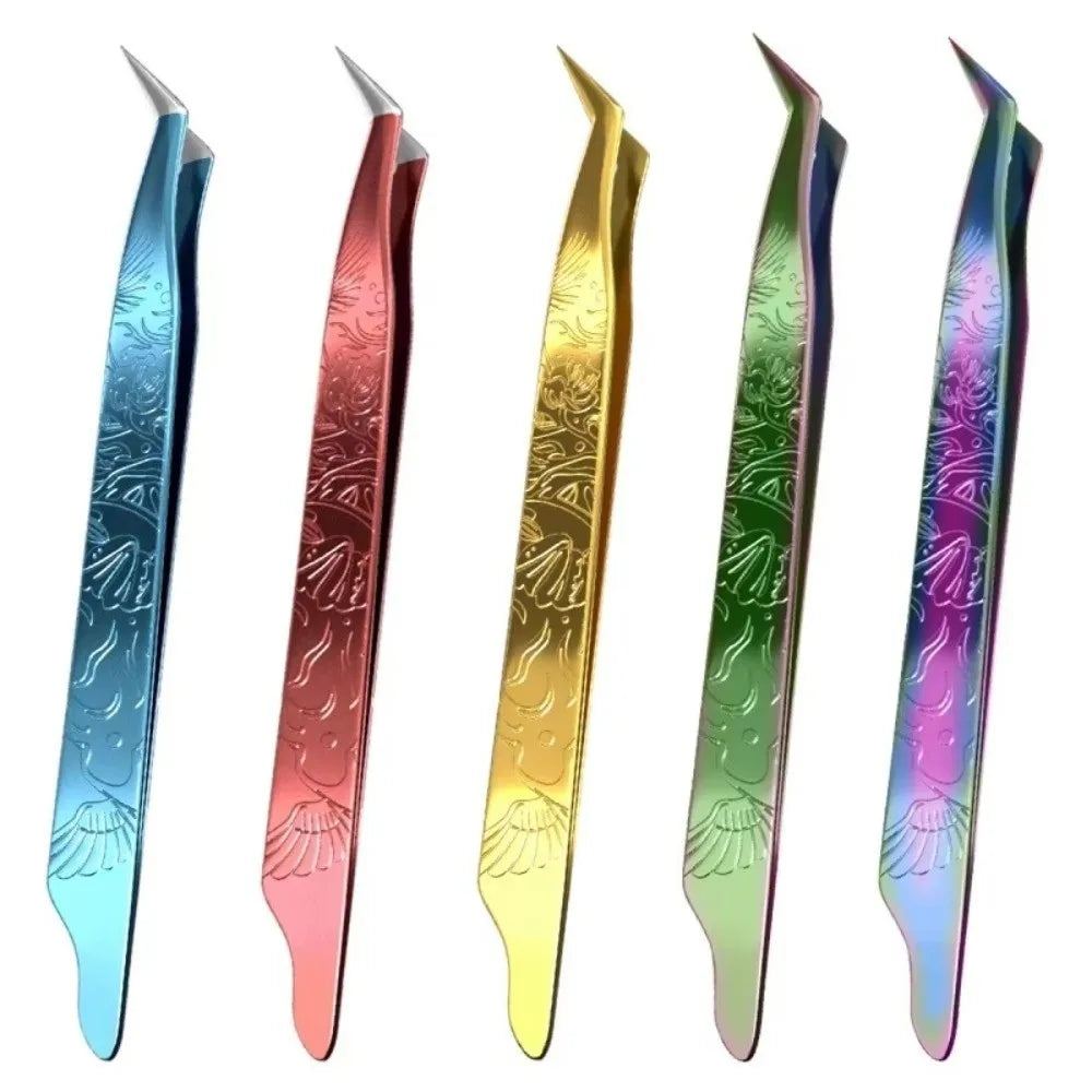 Stainless Steel Curved Stickers Tweezers Precision Anti-static False Zpaxo