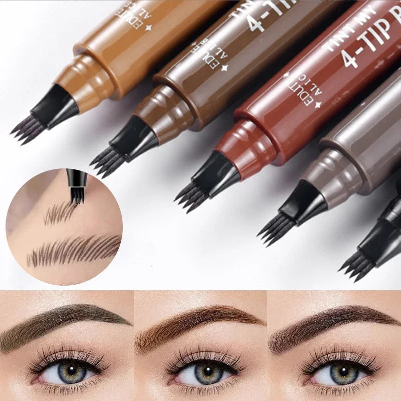 5 Colors 4 Point Eyebrow Pencil Waterproof Liquid Black Brown Eyebrow Pen Makeup Long Lasting Cosmetic 4 Split Tip Brow Pencil Zpaxo