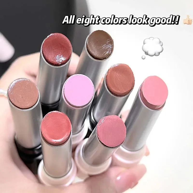 Pink Crystal Mirror Glass Solid Lip Gloss Round Tube Water Light