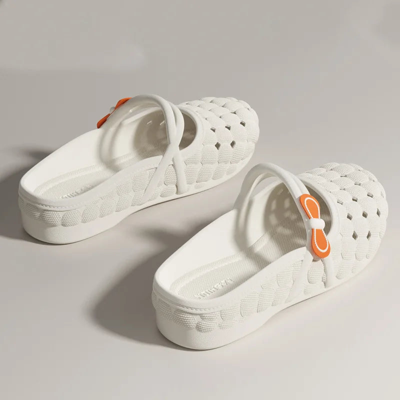 Summer Slippers Women Cute Bow Women's Sandals Indoor Outdoor Hollow
