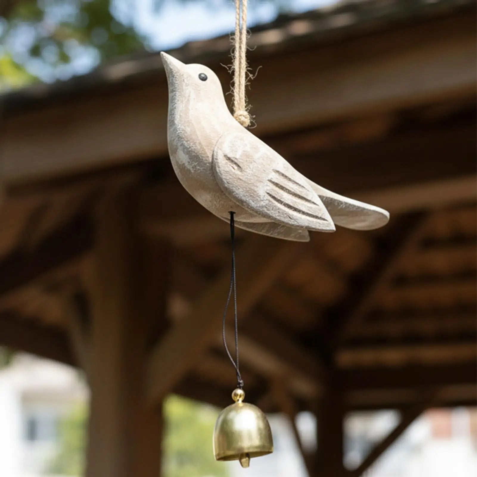 Bird Wind Chimes Wooden Hummingbird Outdoor Ornaments Bell Garden