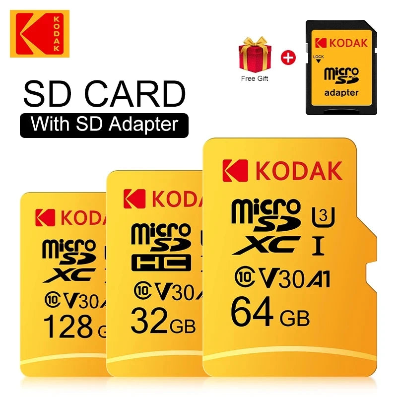 Kodak Micro SD Card 64GB 32GB Memory Card 512GB 256GB 128GB MicroSDXC Class10 SD Memory Card 100MB/s Original TF Flash Card U3 Zpaxo