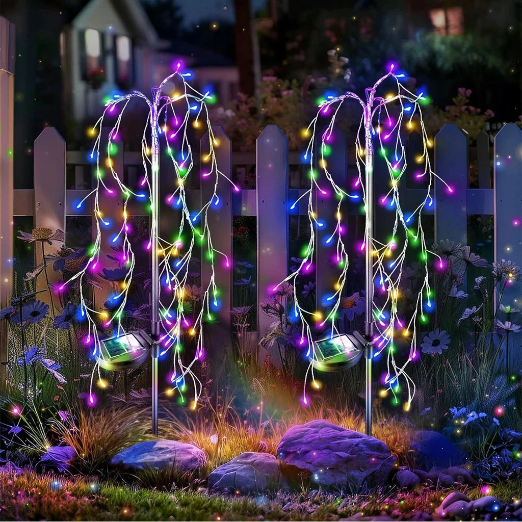 Solar Garden Lights Weeping Willow Lawn Lamp Landscape Yard Zpaxo