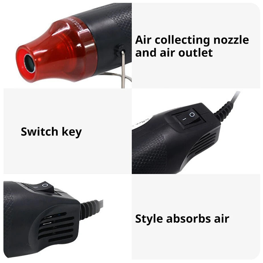 Handheld 110V/220V Hot Air Gun DIY Electric Heat Tool Mini Temperature Blower with Retractable Stand US Zpaxo